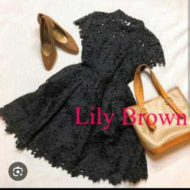 Riribrown Lace Short Sleeve Dress Black - image 1