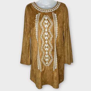 JEALOUS TOMATO camel tan boho faux suede embroider