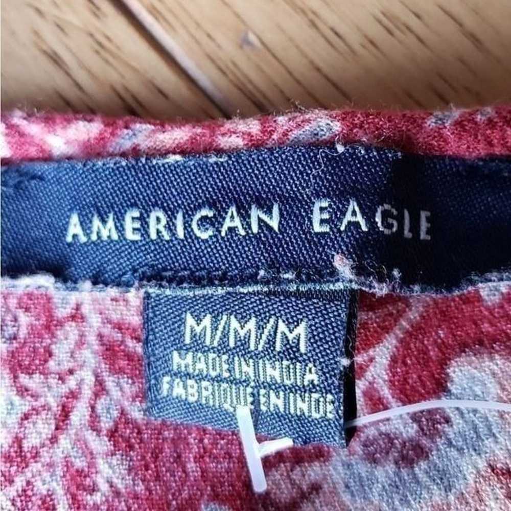 American Eagle Maroon Floral Print Boho Long Slee… - image 10