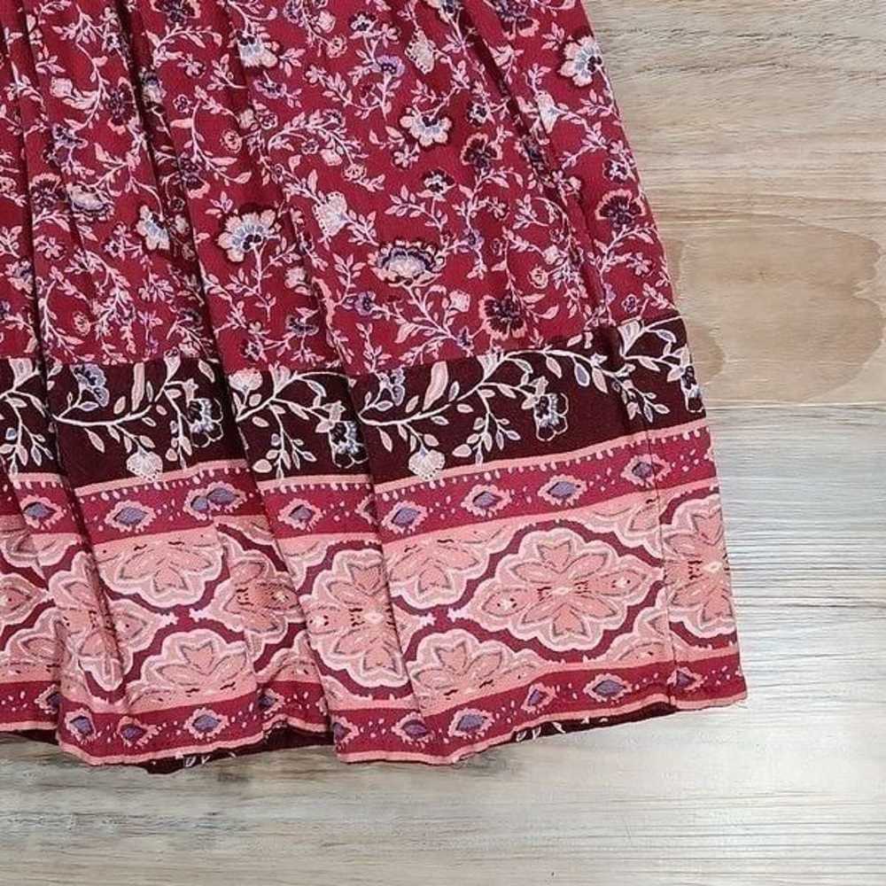 American Eagle Maroon Floral Print Boho Long Slee… - image 9