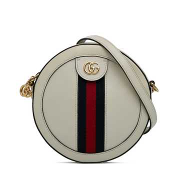 White Gucci Mini Round Ophidia Leather Crossbody B