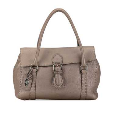 Brown Fendi Leather Selleria Linda Handbag