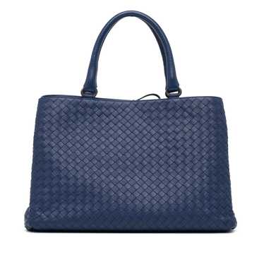 Blue Bottega Veneta Nappa Intrecciato Milano Tote