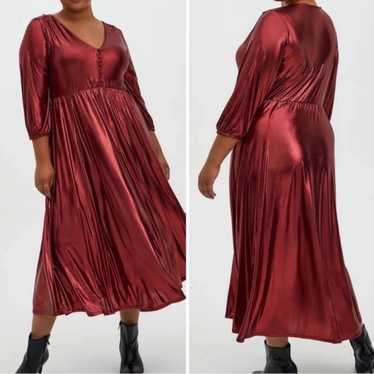 Torrid Metallic Maxi Dress Red OX