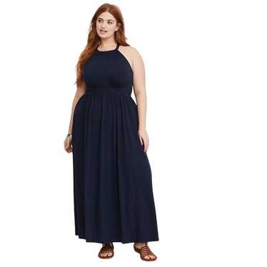 TORRID Navy Blue Navy High Neck Jersey Maxi Dress 