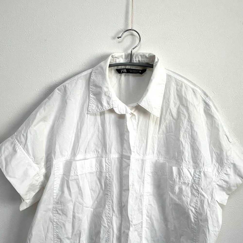 ZARA Long Shirt Dress S White Cotton White Shirt … - image 2