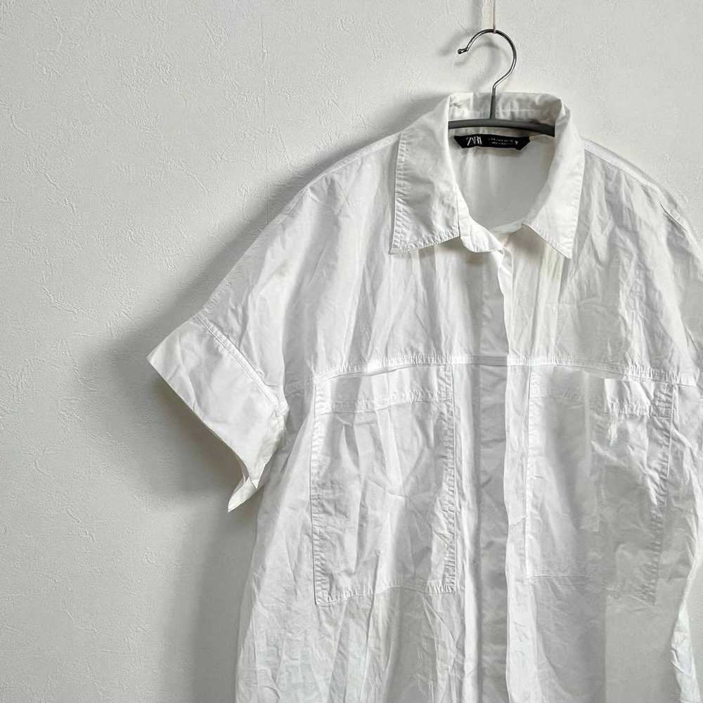 ZARA Long Shirt Dress S White Cotton White Shirt … - image 4