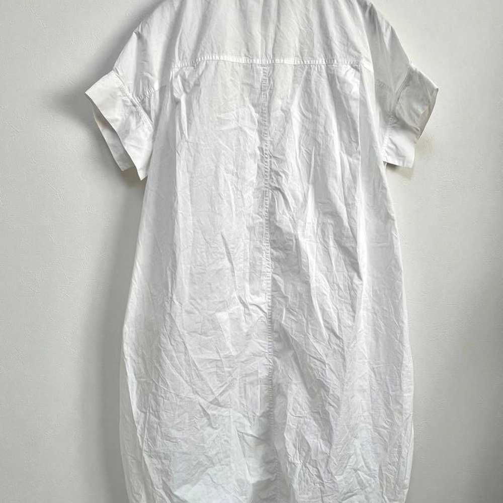 ZARA Long Shirt Dress S White Cotton Side Slit - image 8