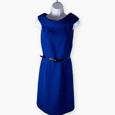 Tahari ASL Royal Blue Foldover Collar Belted Shea… - image 1