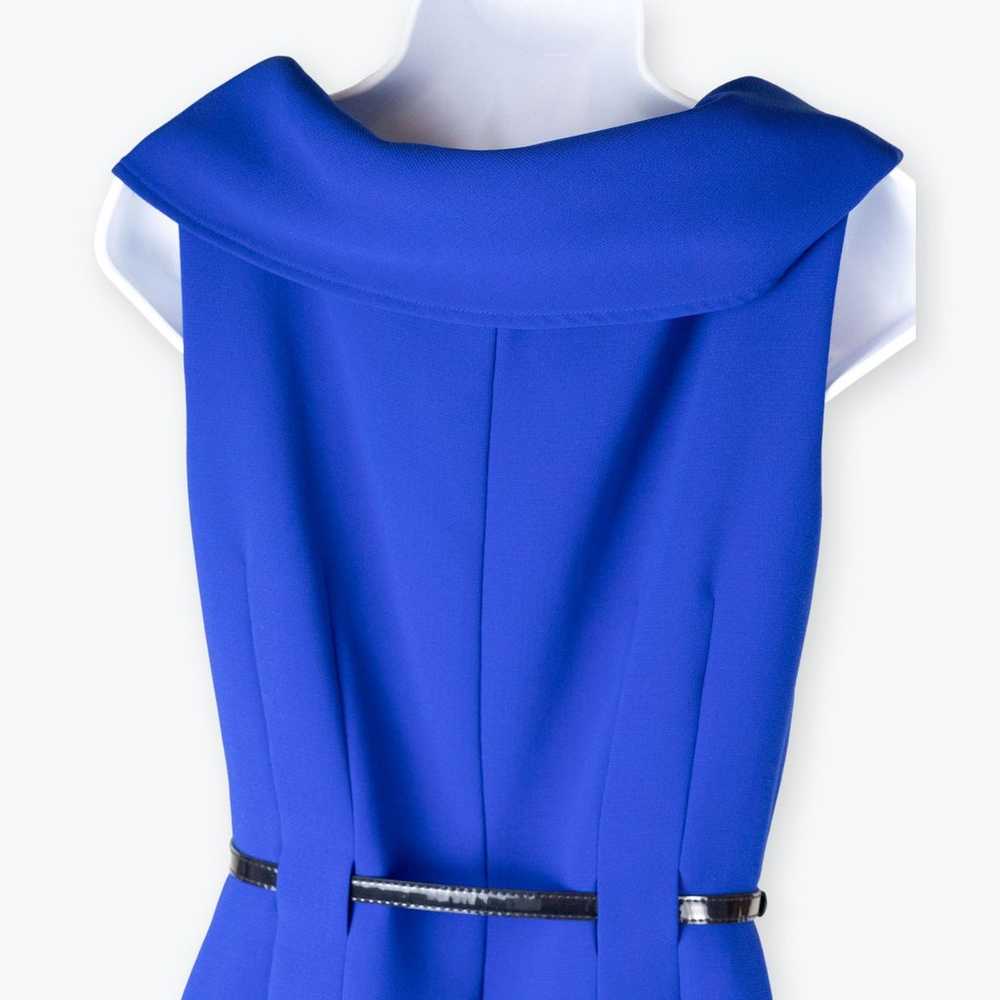 Tahari ASL Royal Blue Foldover Collar Belted Shea… - image 5