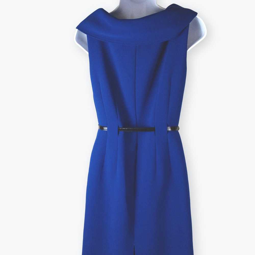 Tahari ASL Royal Blue Foldover Collar Belted Shea… - image 6