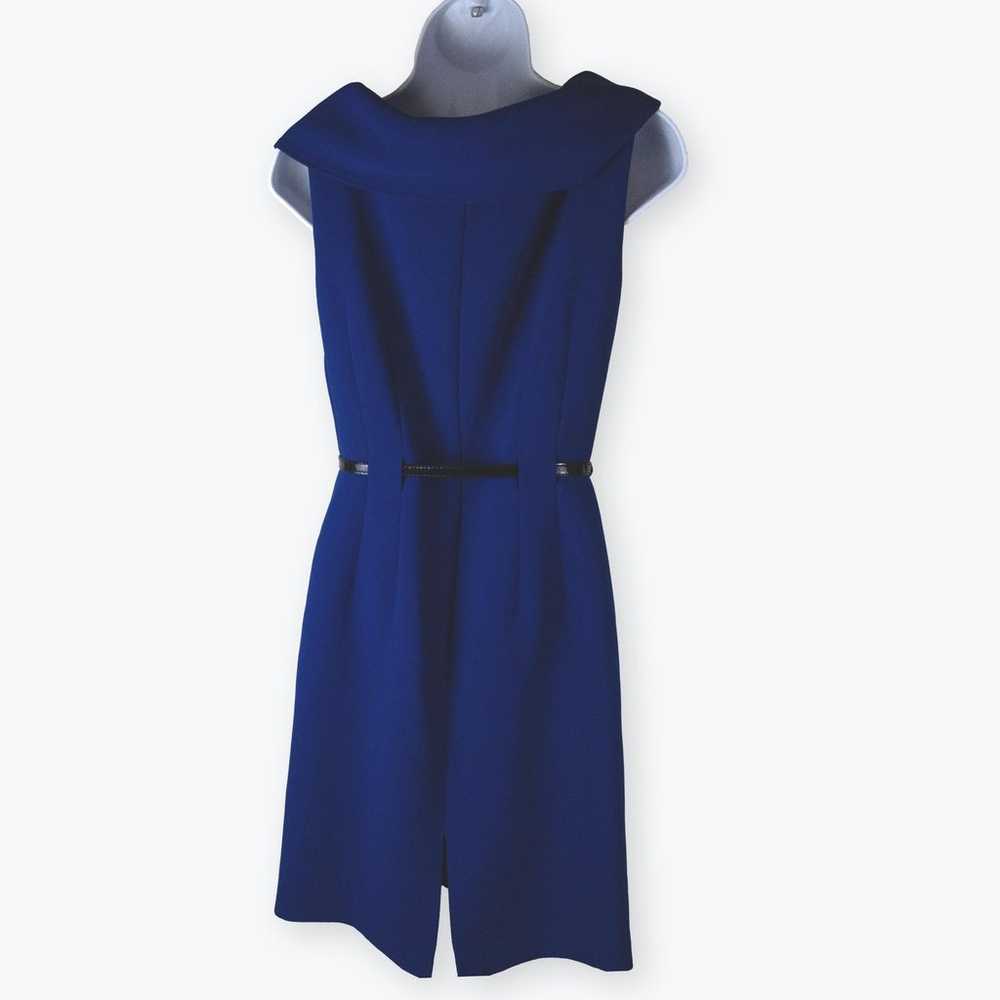 Tahari ASL Royal Blue Foldover Collar Belted Shea… - image 7