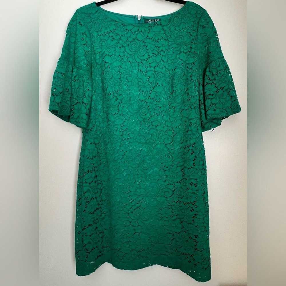 Lauren Ralph Lauren Emerald Green Lace Dress Size… - image 1