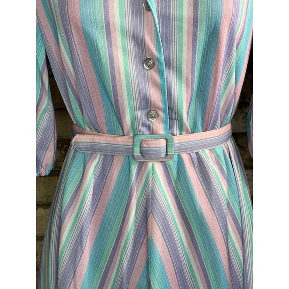 shirt dress striped pastel blue pink white matchi… - image 10