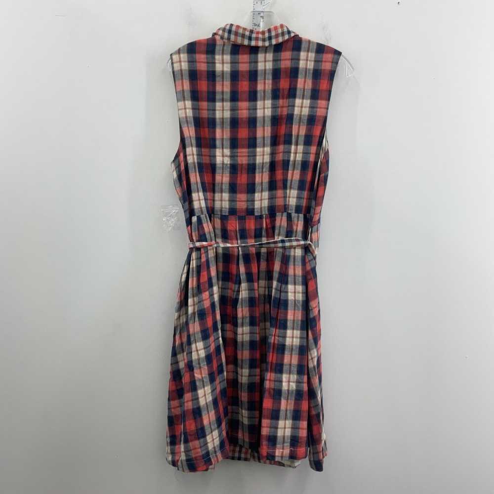 Modcloth Red Blue Gingham Women's Midi Shirt Dres… - image 2