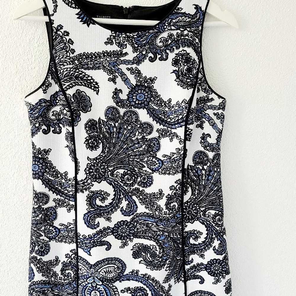 Talbots white and blue sheath summer dress black … - image 1