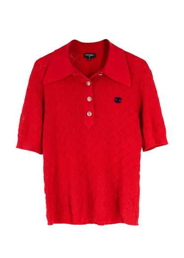 Managed by hewi Chanel Red Textured Knitted Polo S