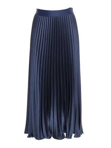 Product Details MaxMara Navy Pleated Satin Midi S… - image 1