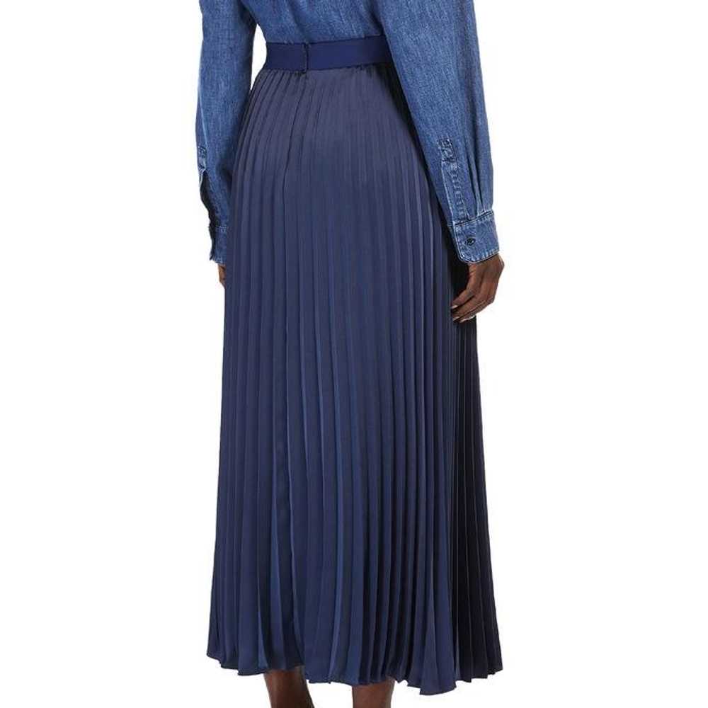 Product Details MaxMara Navy Pleated Satin Midi S… - image 3