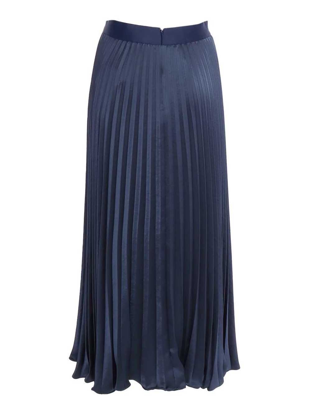 Product Details MaxMara Navy Pleated Satin Midi S… - image 4