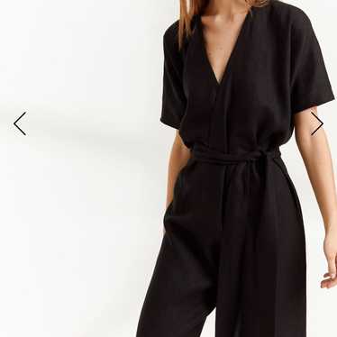 Love and Confuse 100% linen Black Jumpsuit