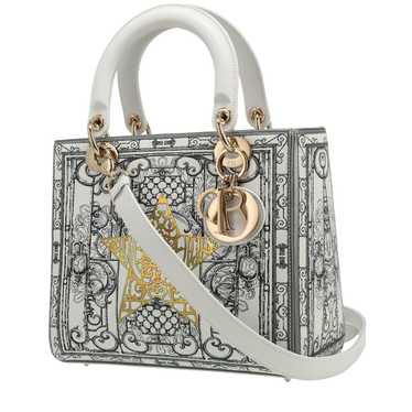 Dior Lady Dior medium model handbag in white and … - image 1