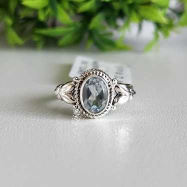 925 Sterling Silver Blue Topaz Ring