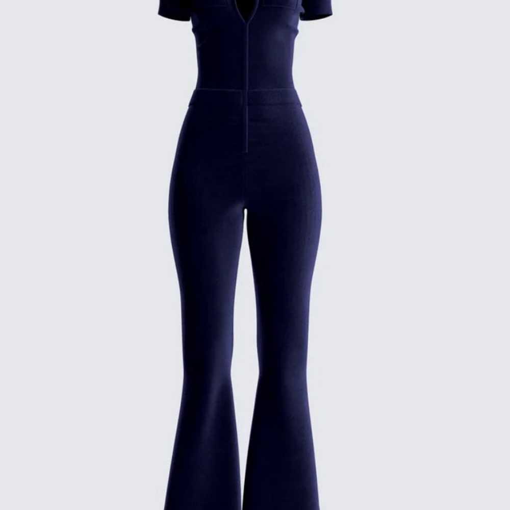 Velour flare leg jumpsuit - image 1