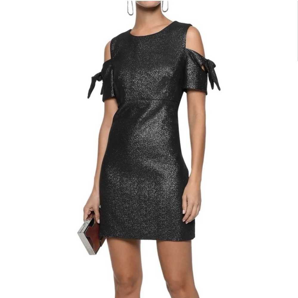 Milly Black Cocktail Cold Shoulder Metallic Mini … - image 1