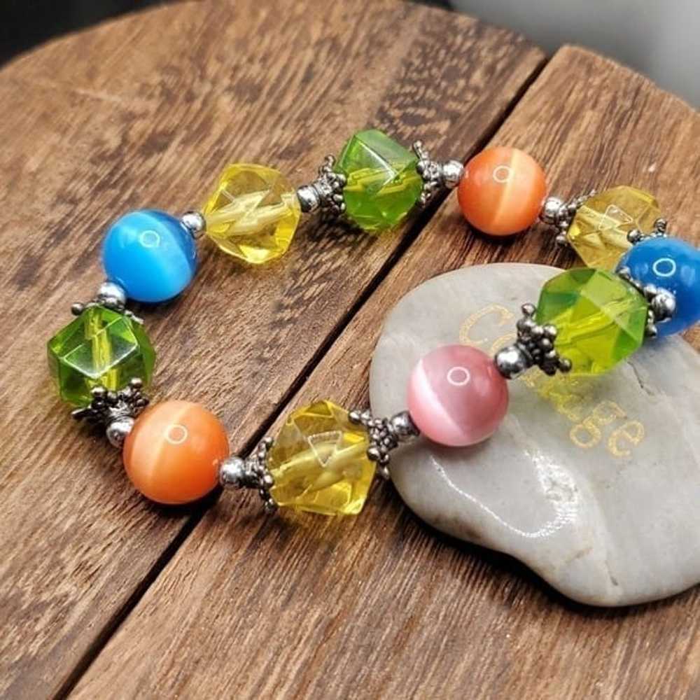 B2605 regency Moonstone mist bracelet colorful st… - image 1