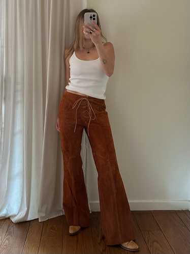 Vintage Suede Lace Up Pants