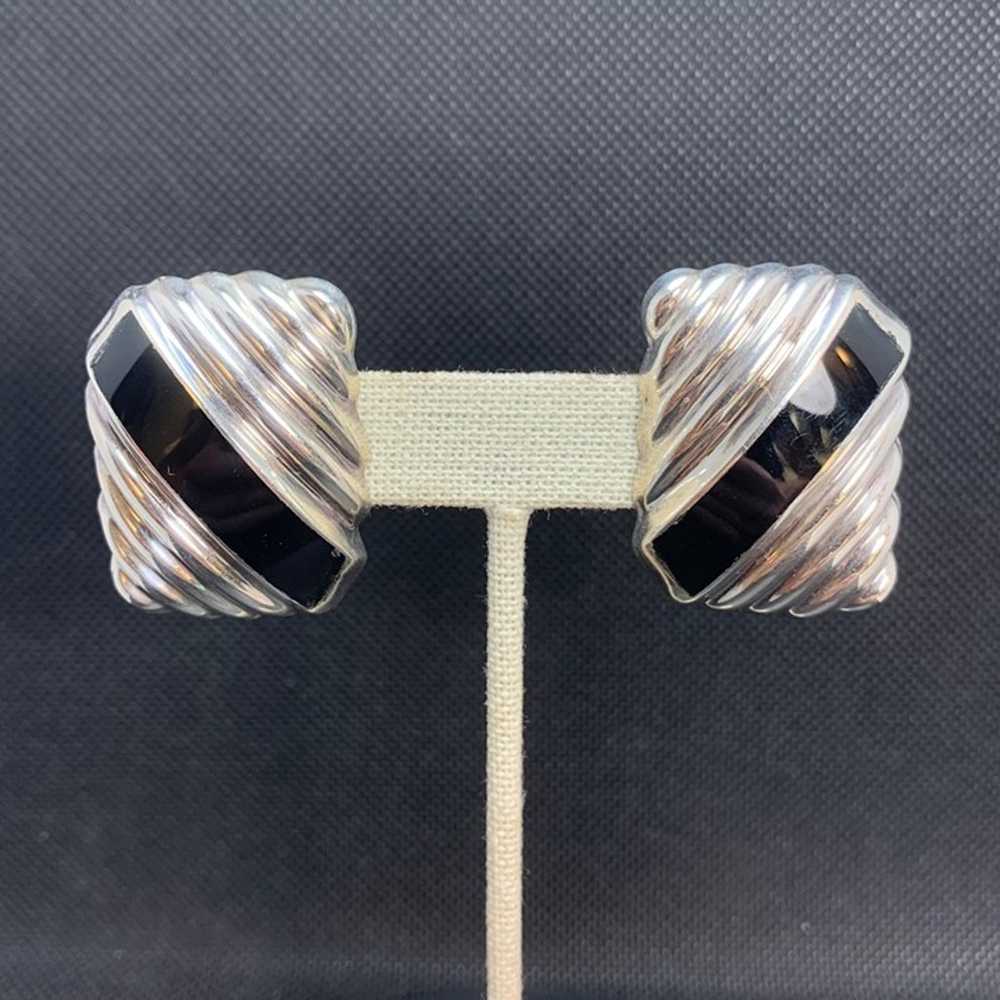 VTG Sterling Silver 925 Black Onyx Inlay Beveled … - image 1