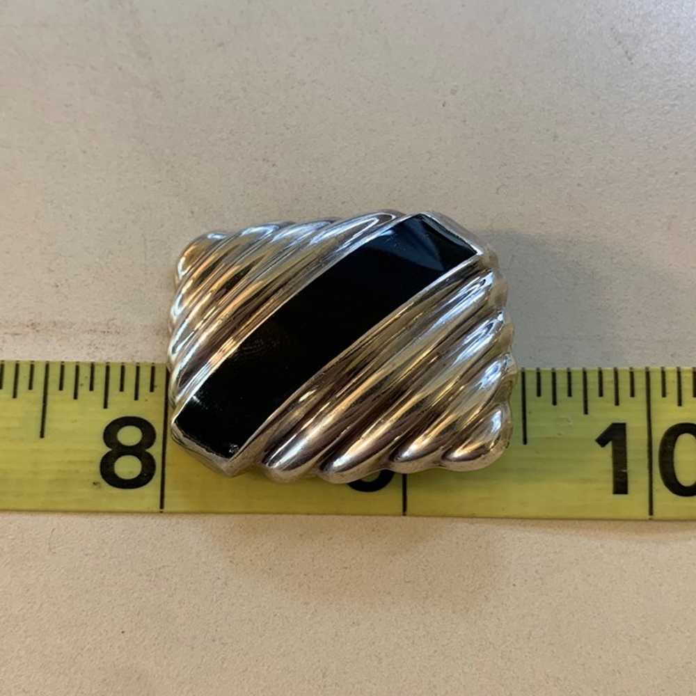 VTG Sterling Silver 925 Black Onyx Inlay Beveled … - image 5