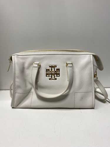 AUTHENTIC Tory Burch White Leather Britten Satchel