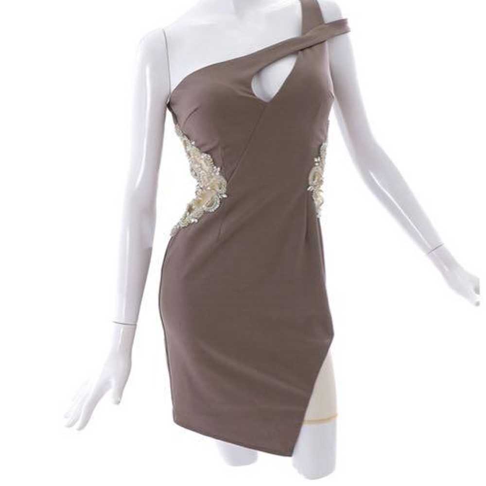 Brown Embroidered Off-Shoulder Dress - image 5