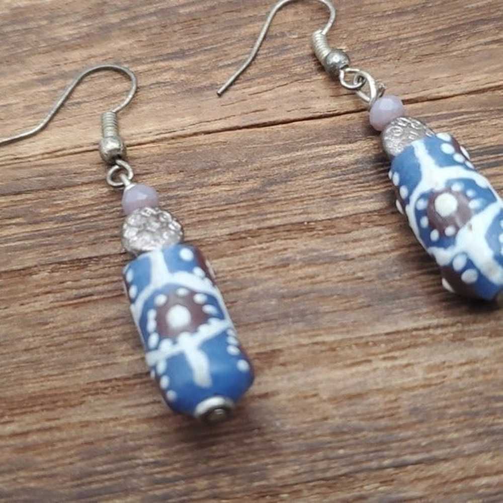 Tribal dazzling glass beaded hook earrings E2117 - image 2