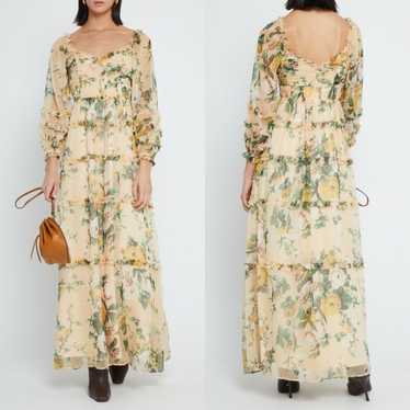 OPT Ada V Neck Long Sleeves Printed A-Line Dress Y