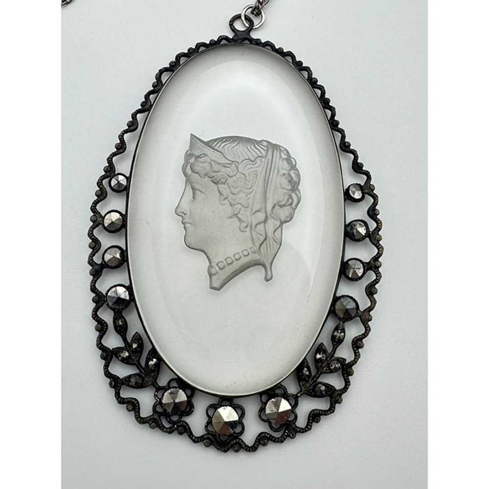 Antique marcasite gilt silver brass cut glass int… - image 1