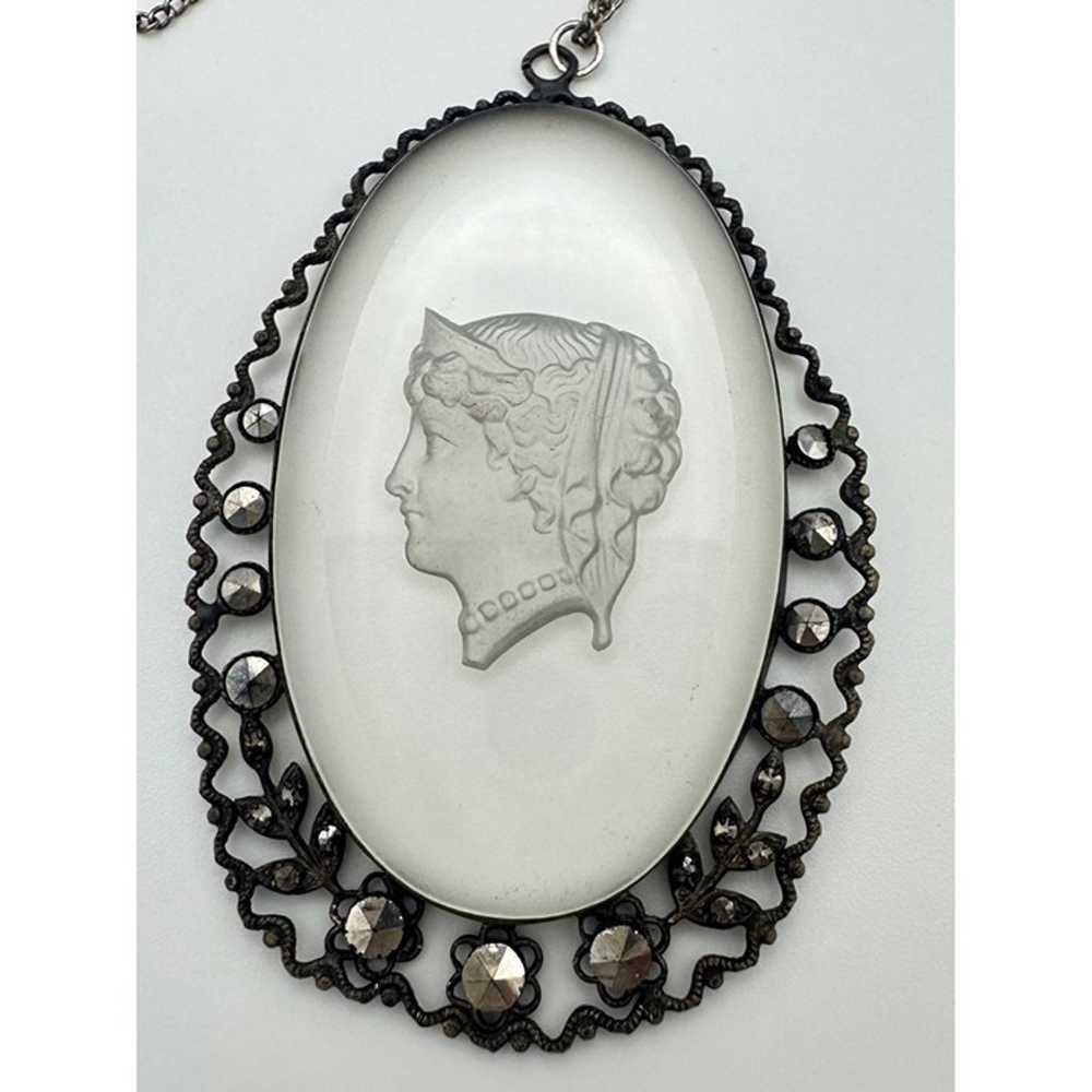 Antique marcasite gilt silver brass cut glass int… - image 3