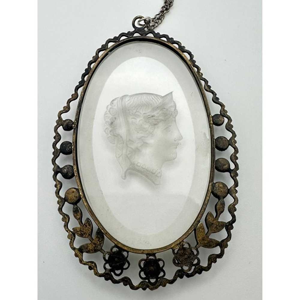 Antique marcasite gilt silver brass cut glass int… - image 6