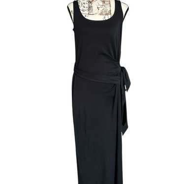 Vince 100% Pima cotton black sleeveless wrap dress