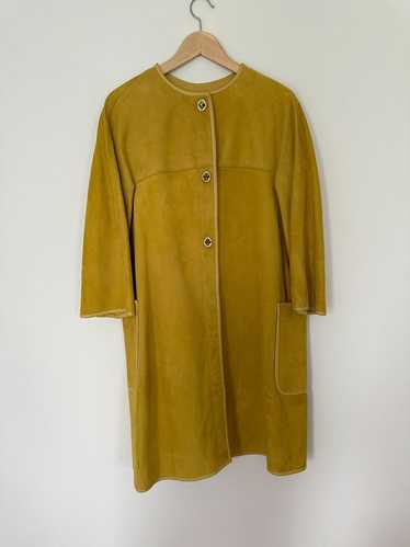 Brand Unknown Suede collarless long coat (Unknown)