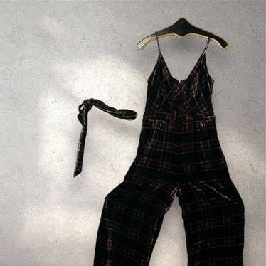 J. Crew Womens Velour Black Plaid Romper/jumpsuit… - image 1