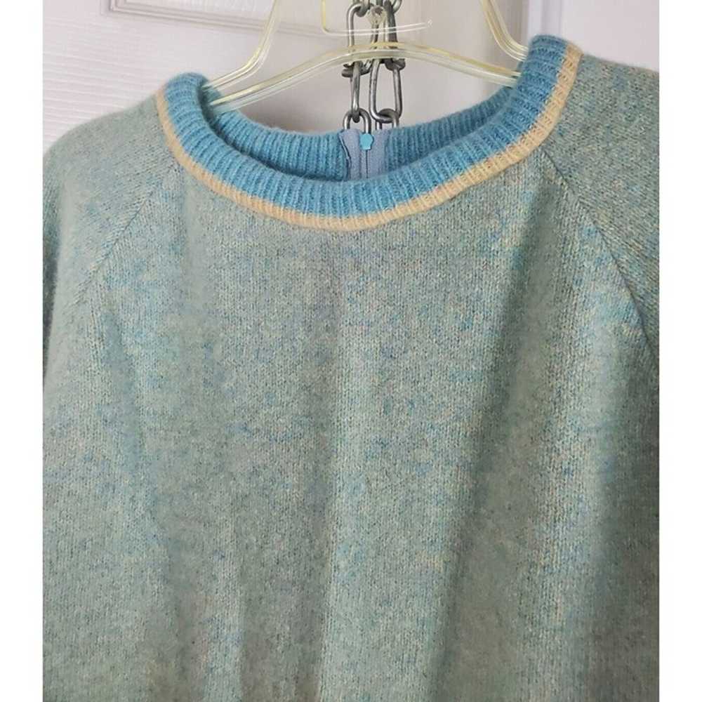 Vintage 1970s Sears Shetland Wool Blue Green Swea… - image 4