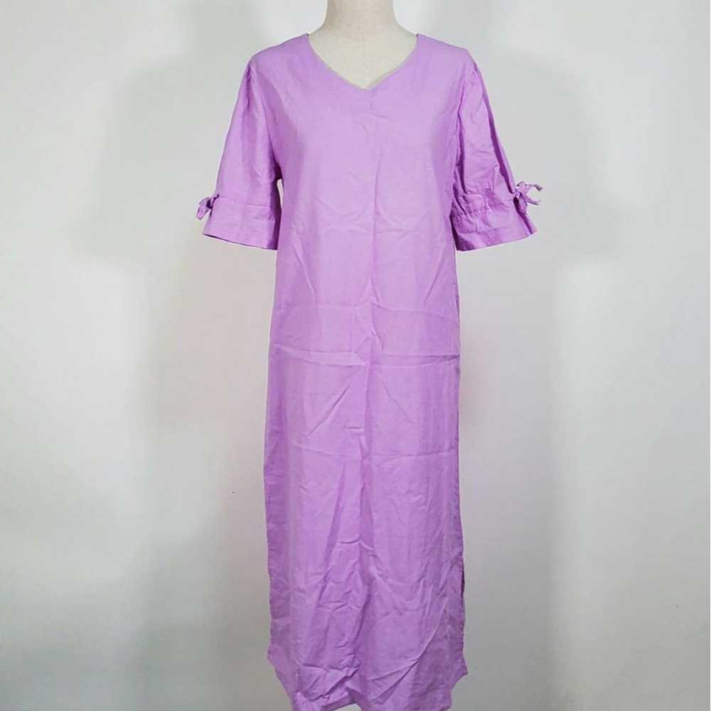 Ladies' Long Dress, Size S, Linen, Pink, Purple, … - image 1