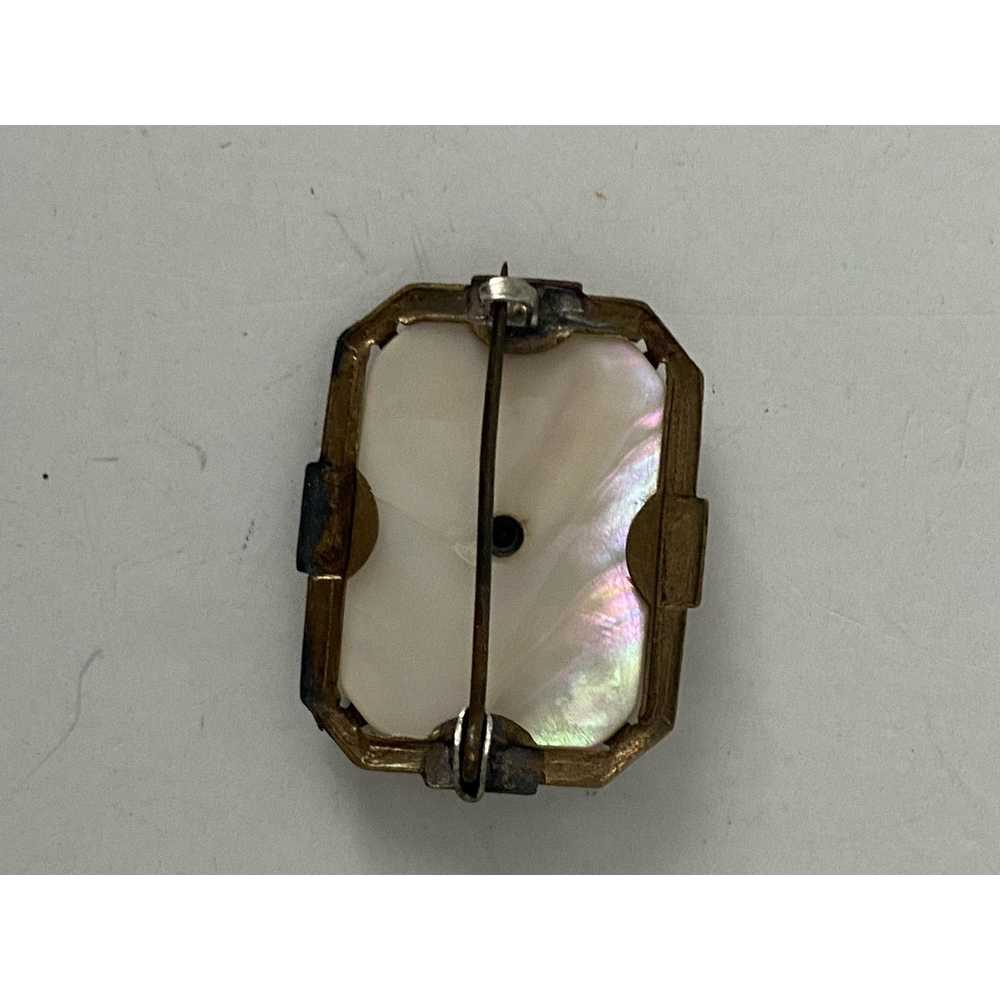 Antique Antique art deco mother of pearl brooch - image 4