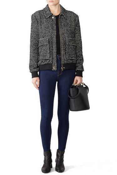 Badgley Mischka Woven Bomber Jacket