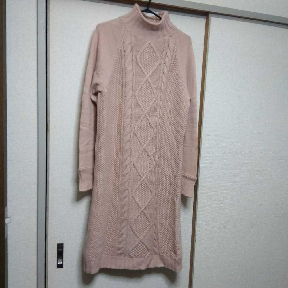 Theory Mock Neck Knit Dress Pink Beige S - image 2