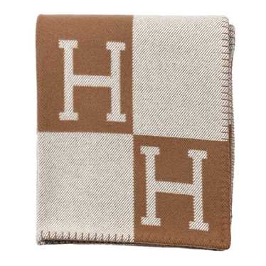 HERMES Wool Cashmere Avalon Blanket Ecru Camel