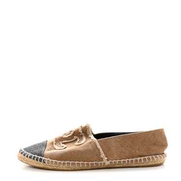 CHANEL Canvas CC Espadrilles 39 Beige Black